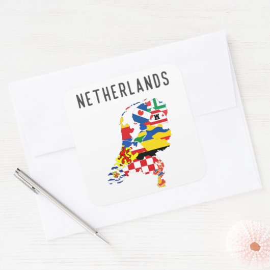 オランダ地方の州旗の地図symb スクエアシール (封筒)