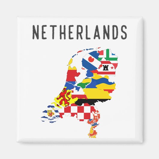 オランダ地方の州旗の地図symb マグネット (正面)