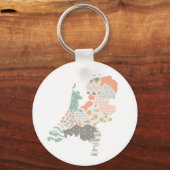 オランダ州地図ジオメトリパッチワークスタイル キーホルダー (正面)