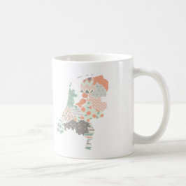 オランダ州地図ジオメトリパッチワークスタイル コーヒーマグカップ