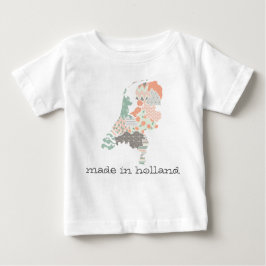 オランダ州地図ジオメトリパッチワークスタイル ベビーTシャツ