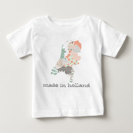 オランダ州地図ジオメトリパッチワークスタイル ベビーTシャツ (正面)