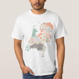 オランダ州地図ジオメトリパッチワークスタイル Tシャツ