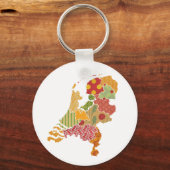 オランダ州地図ボヘミアンパッチワークスタイル キーホルダー (正面)