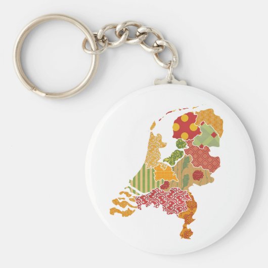 オランダ州地図ボヘミアンパッチワークスタイル キーホルダー (正面)