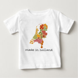 オランダ州地図ボヘミアンパッチワークスタイル ベビーTシャツ