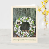 オランダ悔やみや弔慰白花リース近く カード (黄色い花)