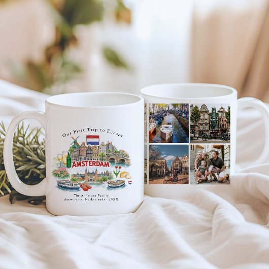 オランダ旅行の思い出の写真入りマグカップ コーヒーマグカップ