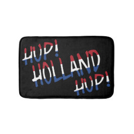 オランダ旗にHup+Holland+Hup オーバーレイ 黒のバスマット バスマット