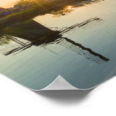 オランダ日没のドローブリッジと風車 ポスター (角)