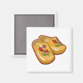 オランダ木製シューズ,チューリップ,オランダ,アート マグネット (正面/裏面)