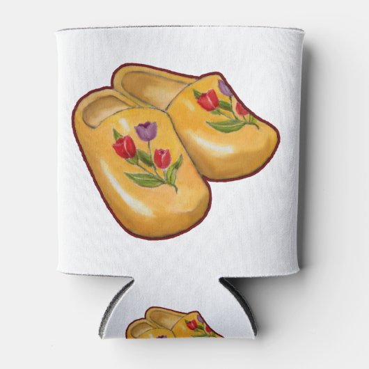 オランダ木製シューズ，チューリップ，オランダ，アート 缶クーラー (正面)