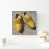 オランダ木靴オランダ産の下駄 スクエア壁時計 (ホーム)