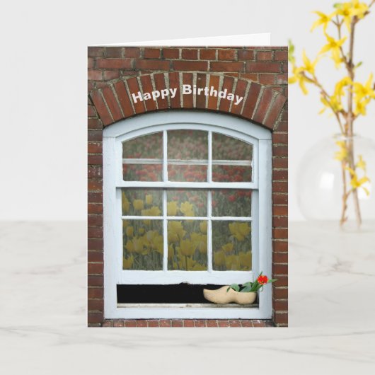 オランダ木靴誕生日 カード (黄色い花)