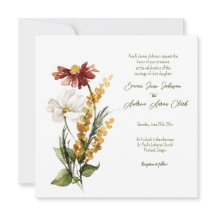 オランダ水彩花模様結婚式招待状