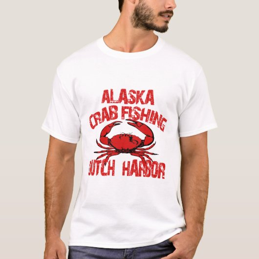 オランダ港のアラスカの赤いカニの魚釣り Tシャツ (正面)