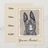 オランダ牧羊犬の絵 - かわいいオリジナル犬アート 招待状 (正面/裏面)
