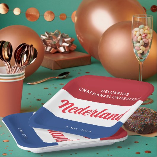 オランダ独立記念日オランダ国旗 ペーパープレート (複数)