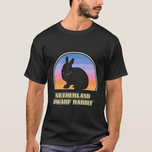 オランダ矮星うさぎヴィンテージサンセットウサギ Tシャツ (正面)