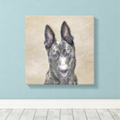 オランダ絵画シェパード – かわいいオリジナルドッグアート キャンバスプリント (インサイチュ (ウッドフロア))
