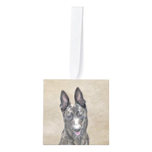 オランダ絵画シェパード – かわいいオリジナルドッグアート キューブオーナメント (正面)