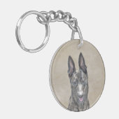 オランダ絵画シェパード – かわいいオリジナルドッグアート キーホルダー (正面左)