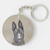 オランダ絵画シェパード – かわいいオリジナルドッグアート キーホルダー (裏面)