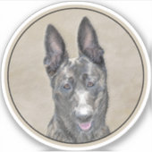 オランダ絵画シェパード – かわいいオリジナルドッグアート シール (正面)