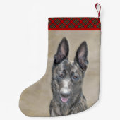 オランダ絵画シェパード – かわいいオリジナルドッグアート スモールクリスマスストッキング (裏面)
