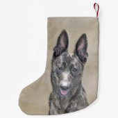 オランダ絵画シェパード – かわいいオリジナルドッグアート スモールクリスマスストッキング (裏面)