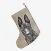 オランダ絵画シェパード – かわいいオリジナルドッグアート スモールクリスマスストッキング (裏面 (吊り時))