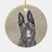 オランダ絵画シェパード – かわいいオリジナルドッグアート セラミックオーナメント (裏面)