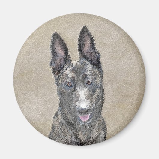 オランダ絵画シェパード – かわいいオリジナルドッグアート マグネット (正面)