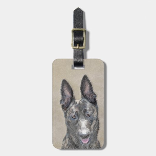 オランダ絵画シェパード – かわいいオリジナルドッグアート ラゲッジタグ (正面縦)