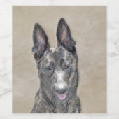 オランダ絵画シェパード – かわいいオリジナルドッグアート ワインラベル (シングルラベル)