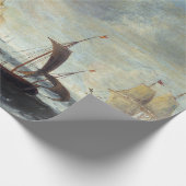 オランダ船が活気づく風に ラッピングペーパー (角)