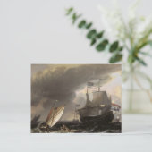 オランダ船が海の上に浮かぶ1690 ポストカード (スタンド正面)