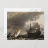 オランダ船が海の上に浮かぶ1690 ポストカード (正面/裏面)