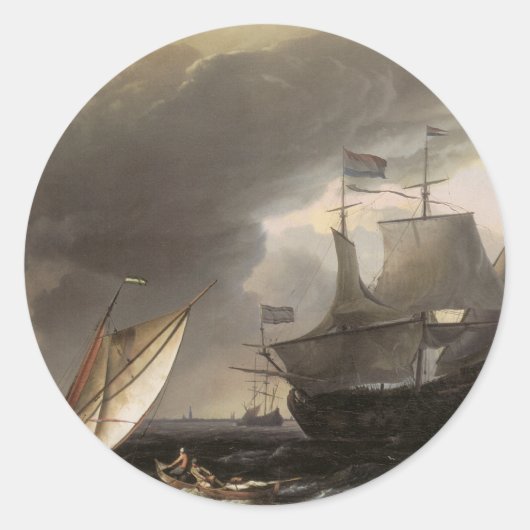 オランダ船は嵐の海c.1690 ラウンドシール (正面)