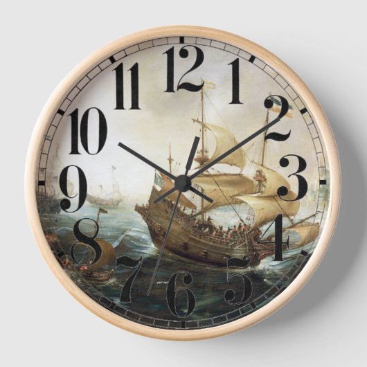 オランダ船1600年代 壁時計 (正面)