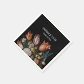 オランダ色彩の鮮やかチューリップ虹彩+その他のカラフル花模様 スタンダードカクテルナプキン (角)