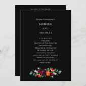 オランダ花模様のブラックヴィンテージ結婚式プログラム プログラム (正面/裏面)