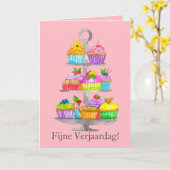 オランダ誕生日ウォーターのカップケーキカード カード (黄色い花)