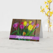 オランダ誕生日ハルテレイクgefeliciterd with Tulips カード (黄色い花)