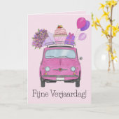 オランダ誕生日レトロFiat 500カード カード (黄色い花)