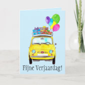 オランダ誕生日レトロFiat 500カード カード (正面)