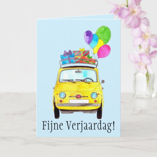 オランダ誕生日レトロFiat 500カード カード (蘭)