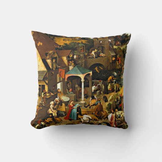 オランダ語の箴言–1559ピエテル・ブルーゲル・エルダー クッション (正面)