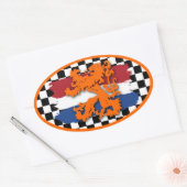 オランダ赤白青フラッグオレンジライオンチームオランダ 楕円形シール (封筒)