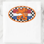 オランダ赤白青フラッグオレンジライオンチームオランダ 楕円形シール (バッグ)